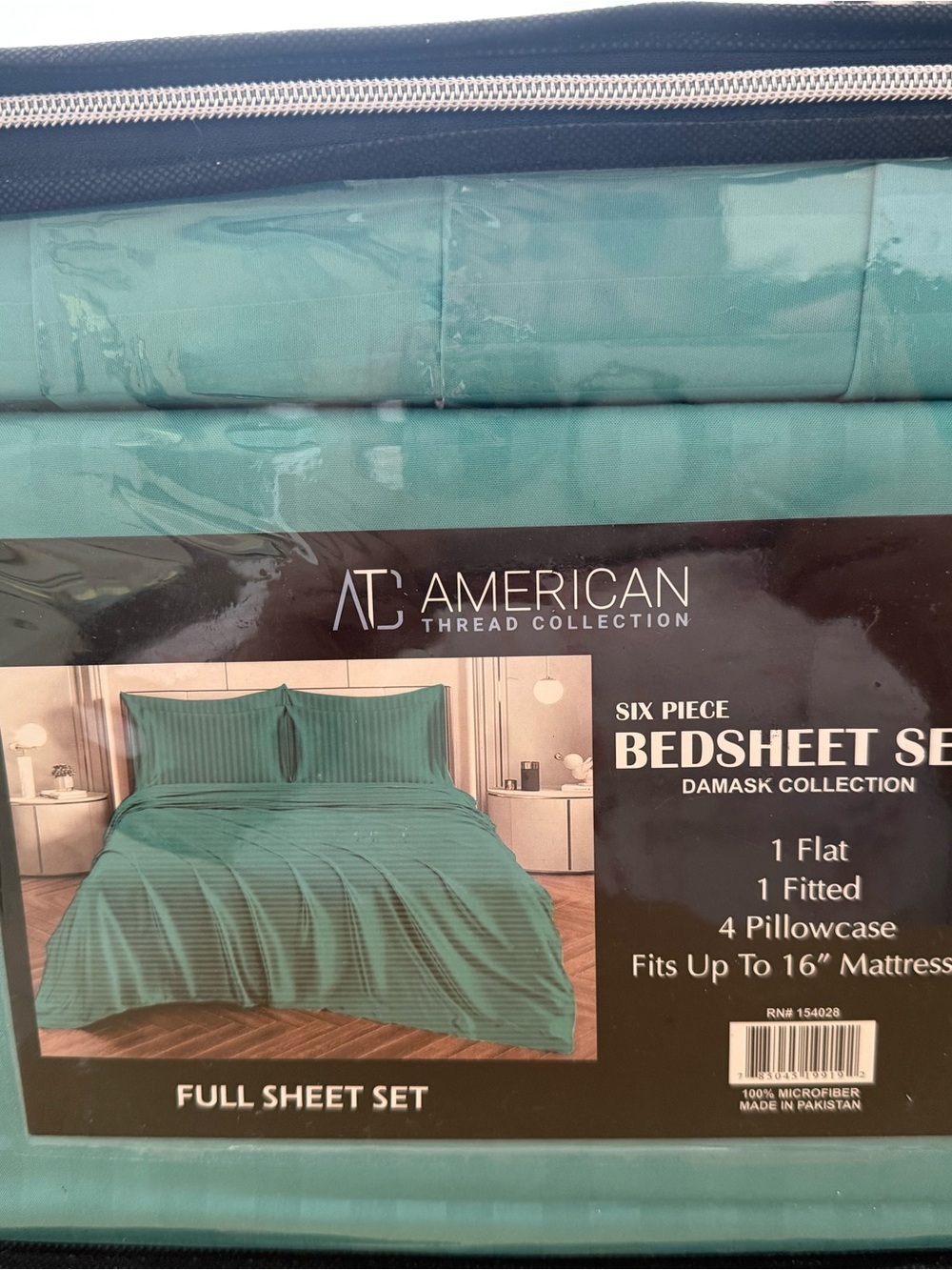 Six-Piece Teal Bedsheet Set